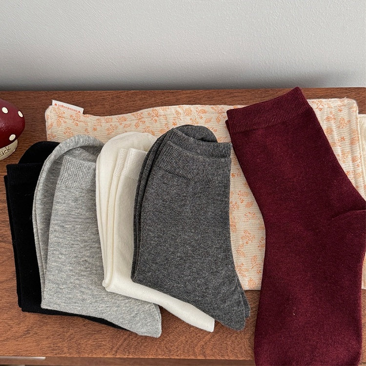 Weiße/Hellgraue/Dunkelgraue/Dunkelrote/Schwarze Baumwoll-Kalbsocken