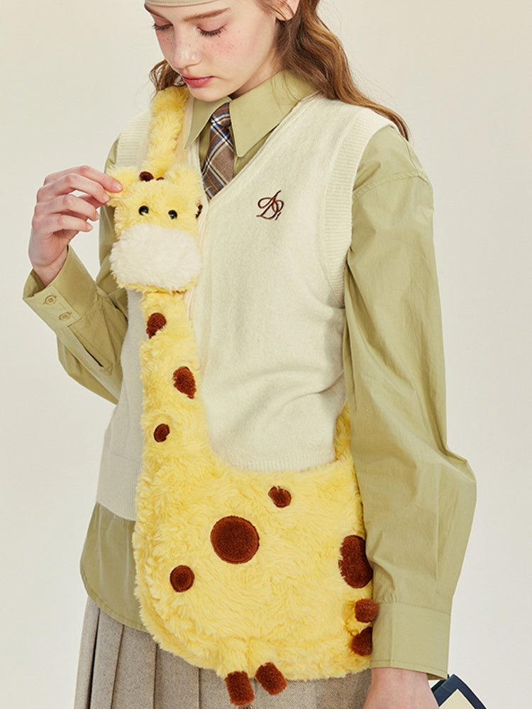 Crossbody Bag Plush Yellow Giraffe