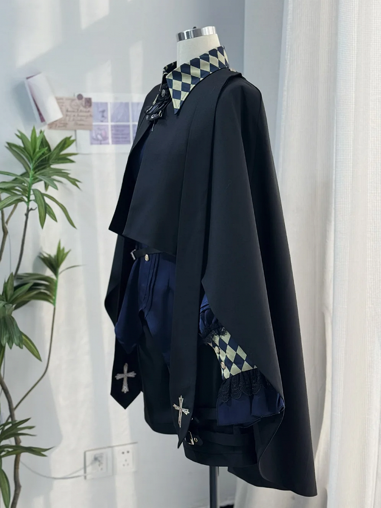 Cape High-low Lolita Hem Black Ouji Prince