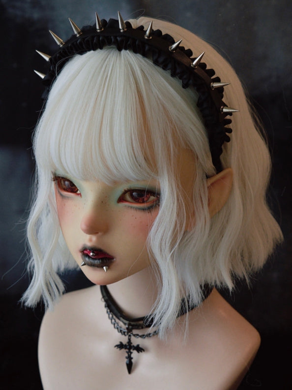 KC Trim Gothic Ruffle Black With Studs Design