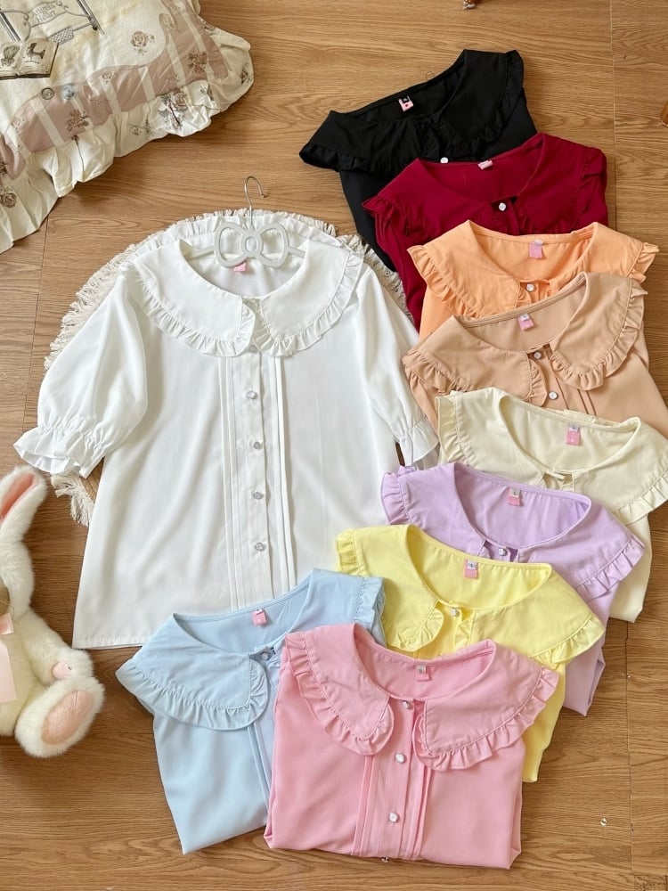 Plus Blouse Color Lolita Peter 10 Size Options Collar Pan Sleeves Short/Long