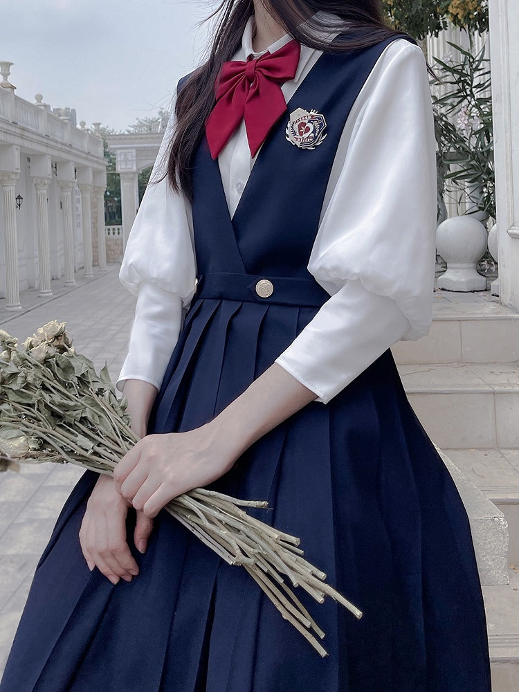 70cm Dark / High Waist Box Pleat Skirt Overalls 65 Blue Length
