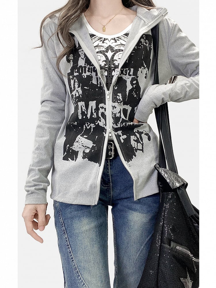 Jacket Bittersweet Print Design Gray