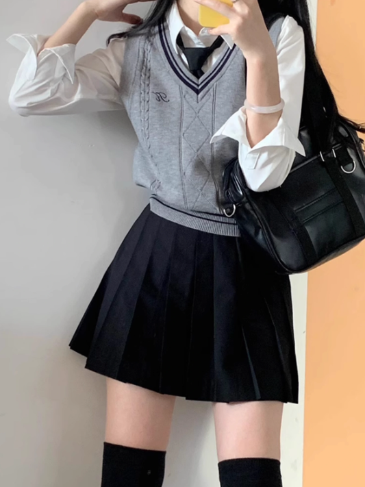 Rock 42CM Schwarz Länge Uniform Plissee JK