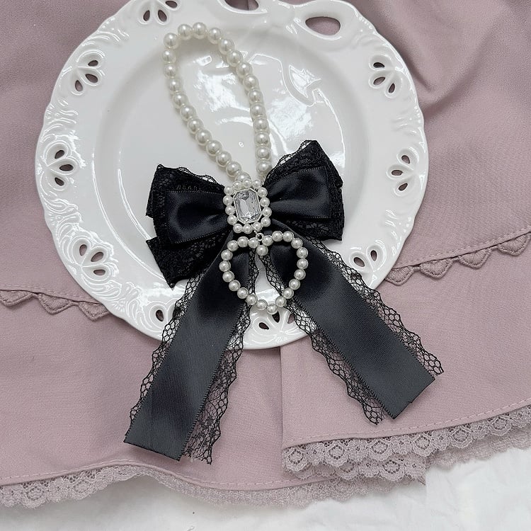 Jirai Kei Strasssteine verziert Perlen Herz Charm Bowknot Charm