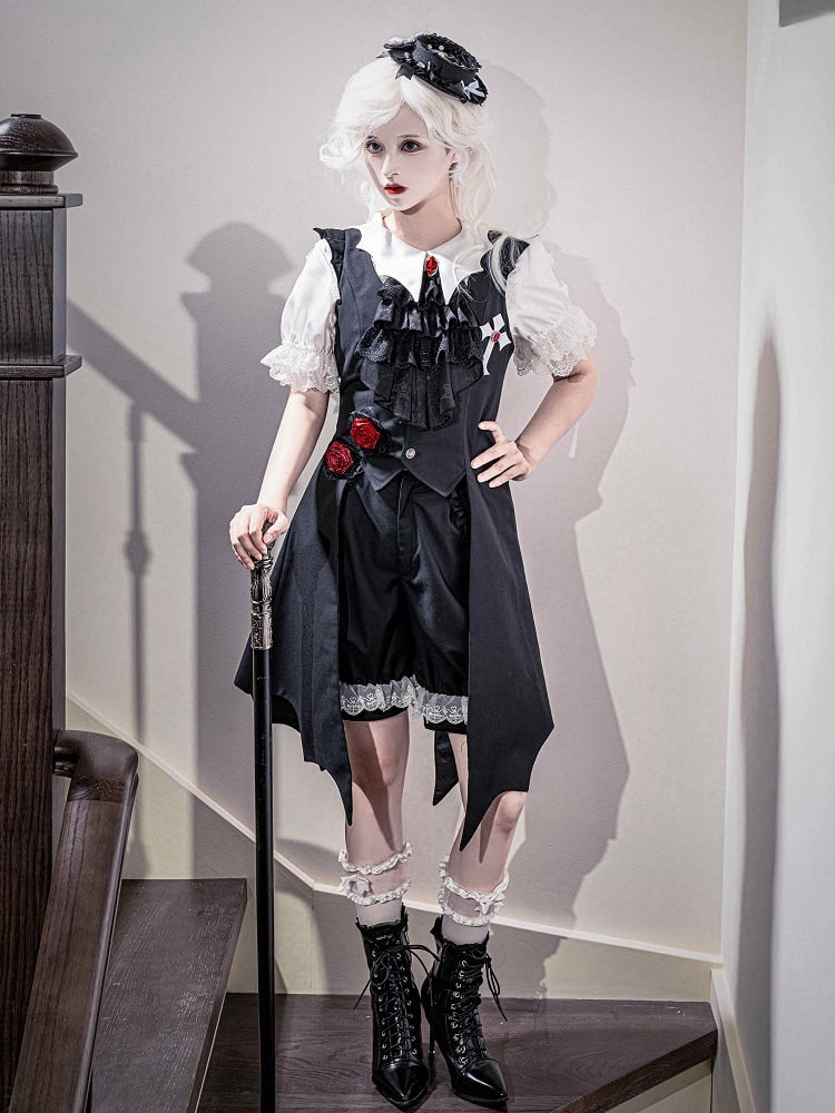 Tail Bat Waistcoat Black Shaped Wings Ouji Gothic Lolita Long