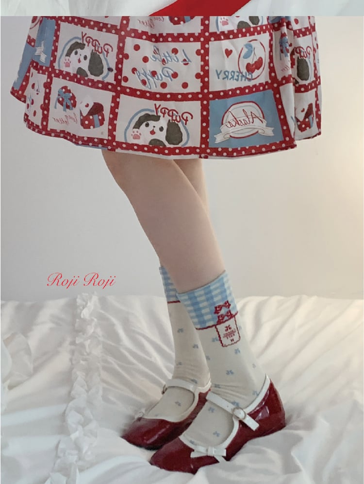 Wadensocken mit Kirschmuster