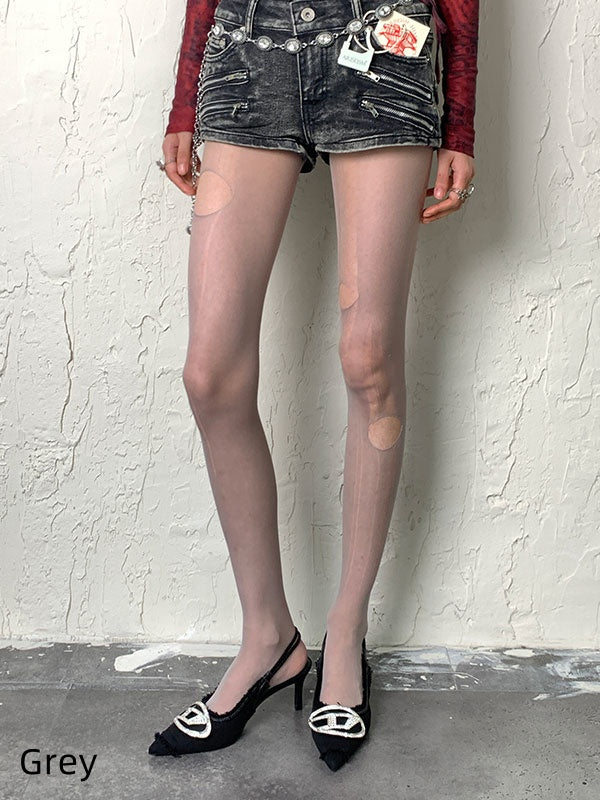 Purple/Black/White/Grey Cut-out Tights