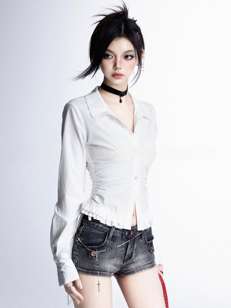 Slim-fitting Black Low Waist Glamorous Denim Shorts