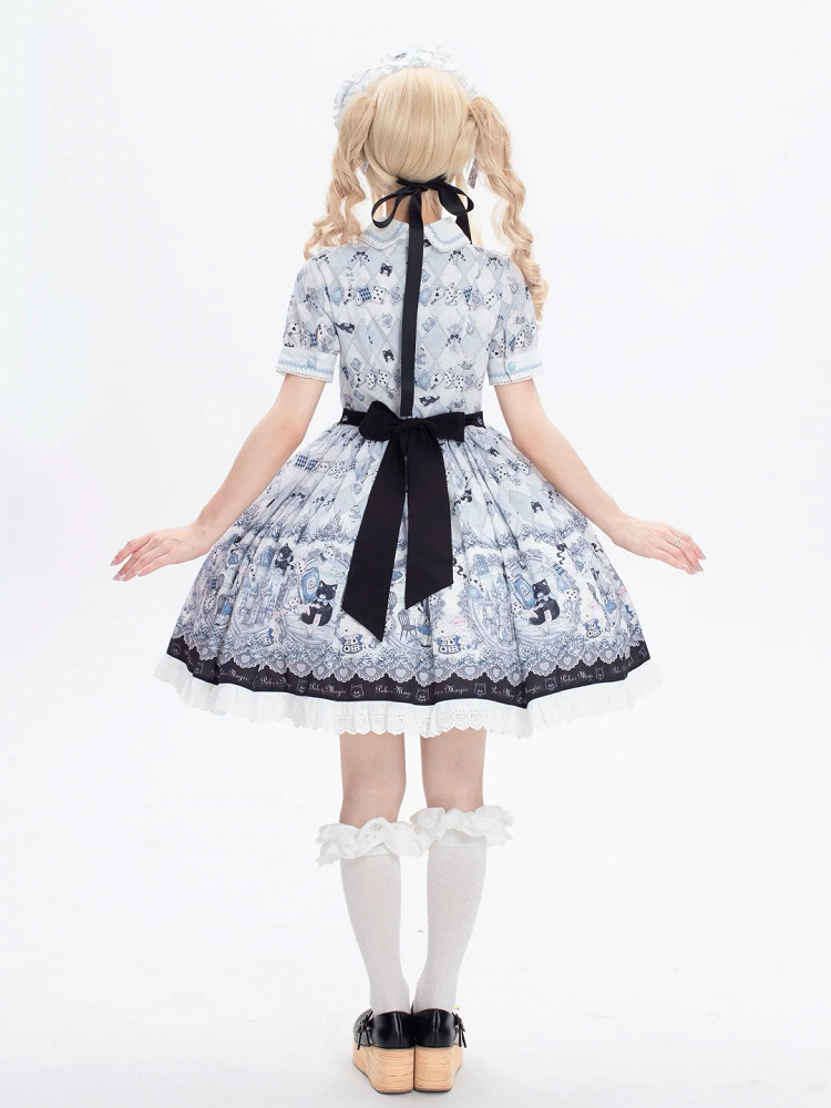 Sweet Wonderland and Kitty Lolita in Piece Dress One Print Alice Theme Bunny