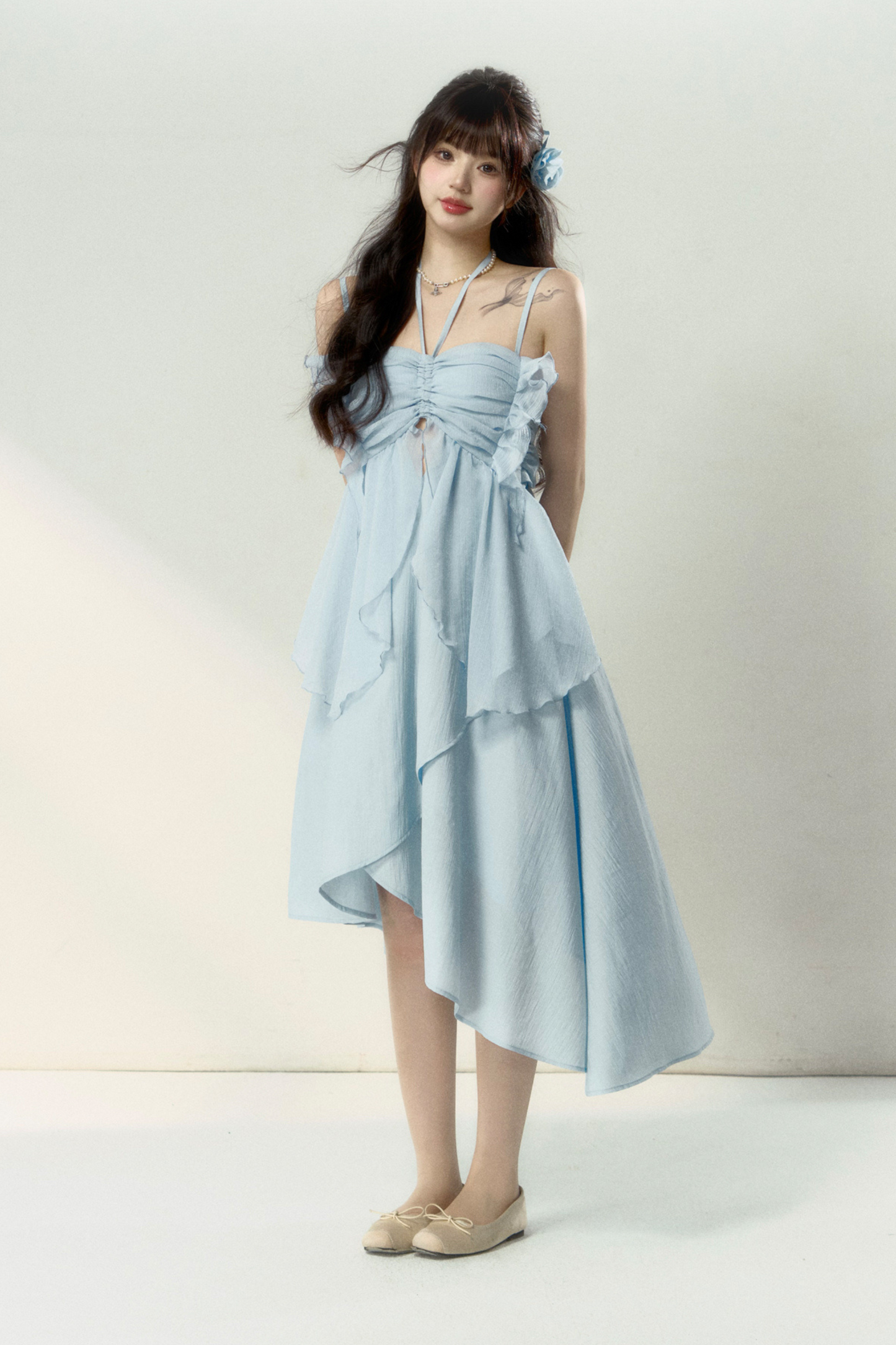 Wind Neck French + Seaside Kleid Neckholder Blume