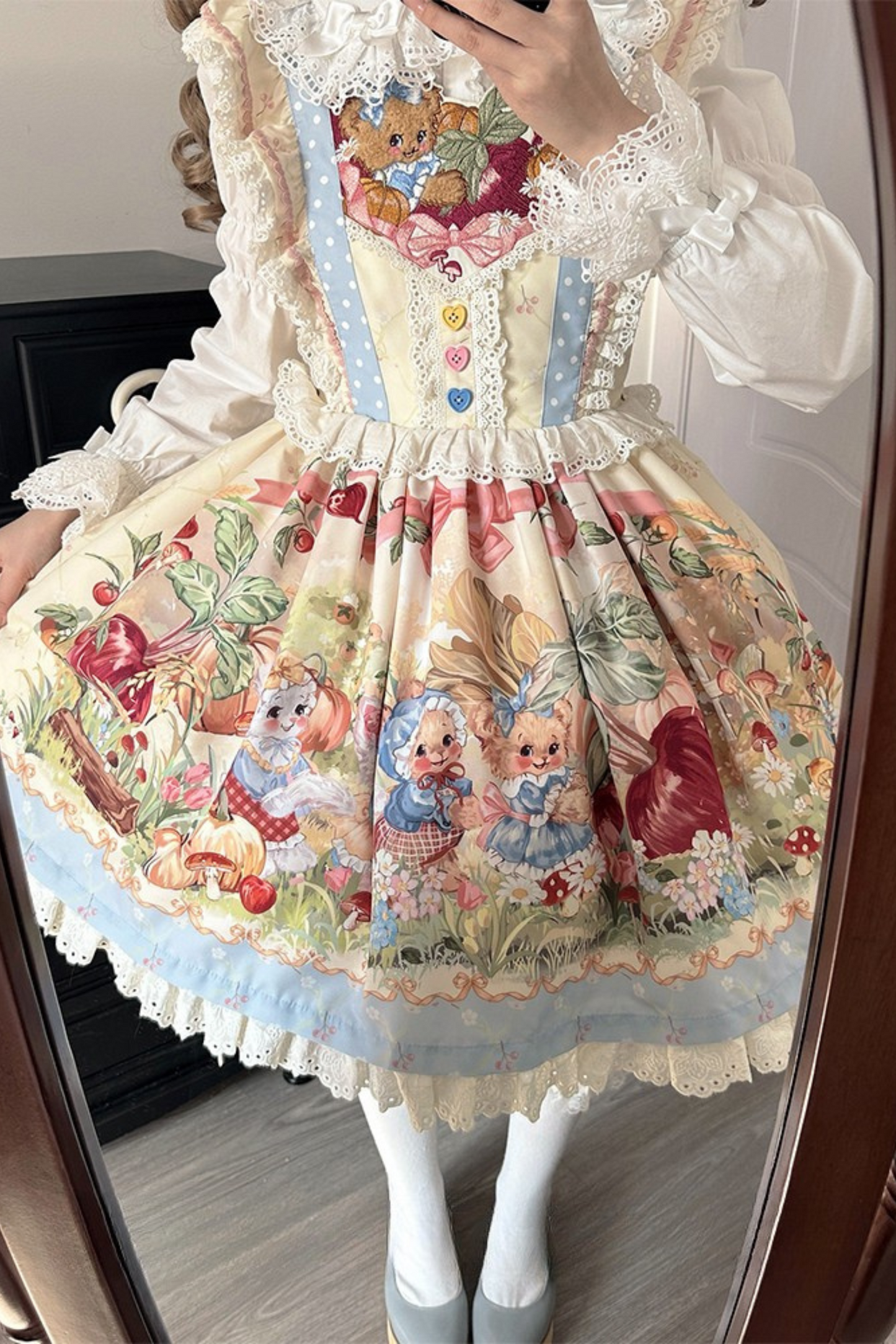 Apron + Reservations Suspender Print Dress Layered Carrot