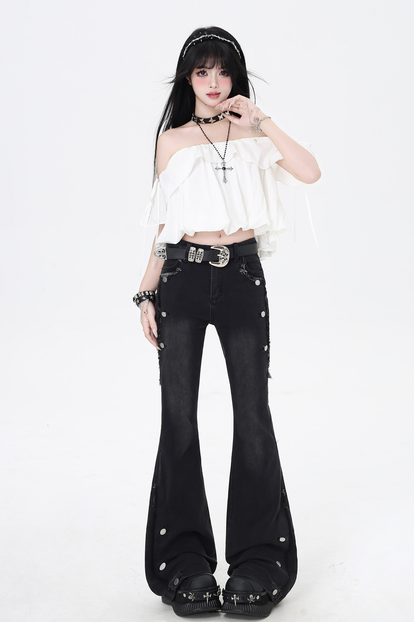 Flared Jeans Waist High Micro Slim Vintage