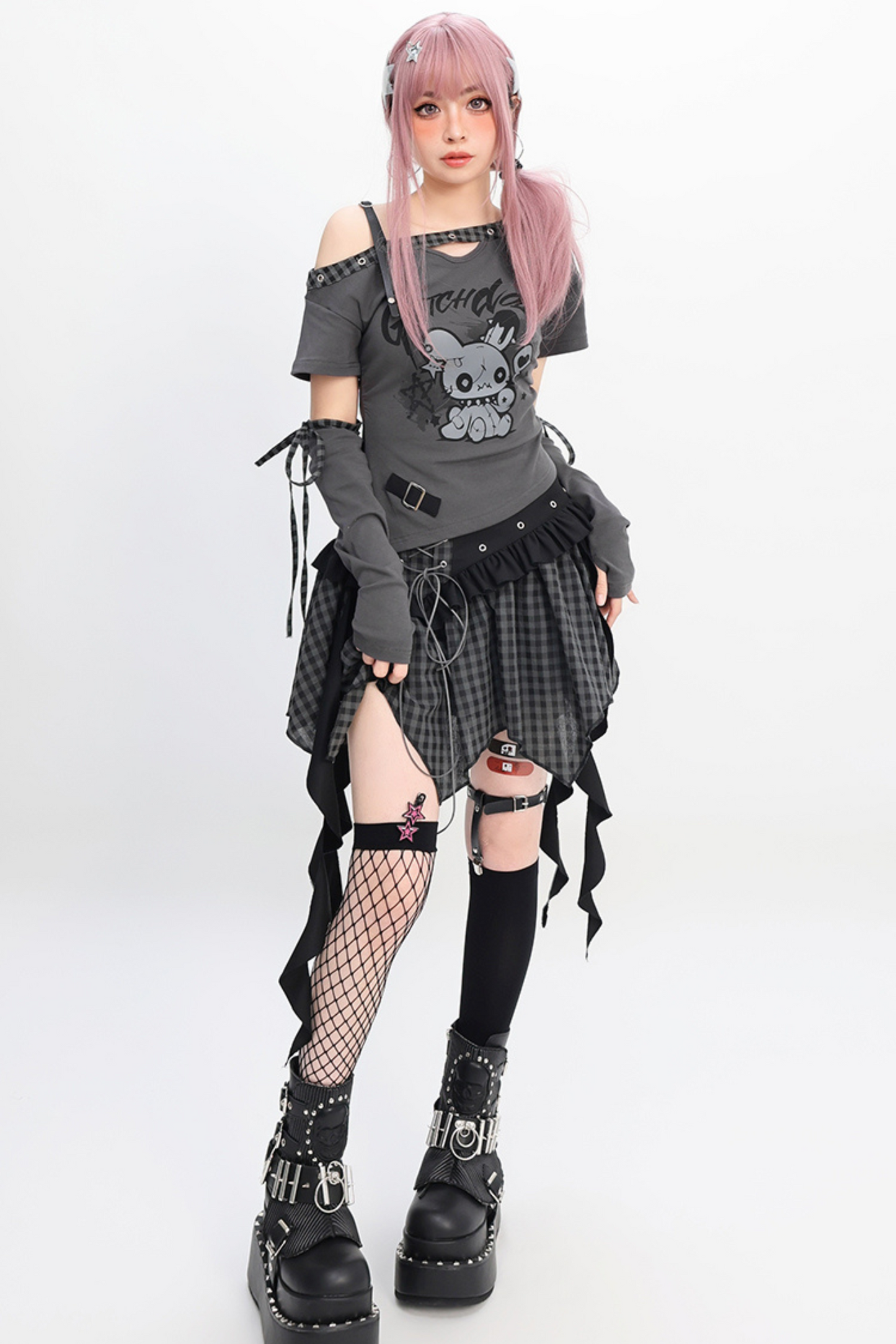 slim-fit T-shirt + skirt Irregular Fortidor