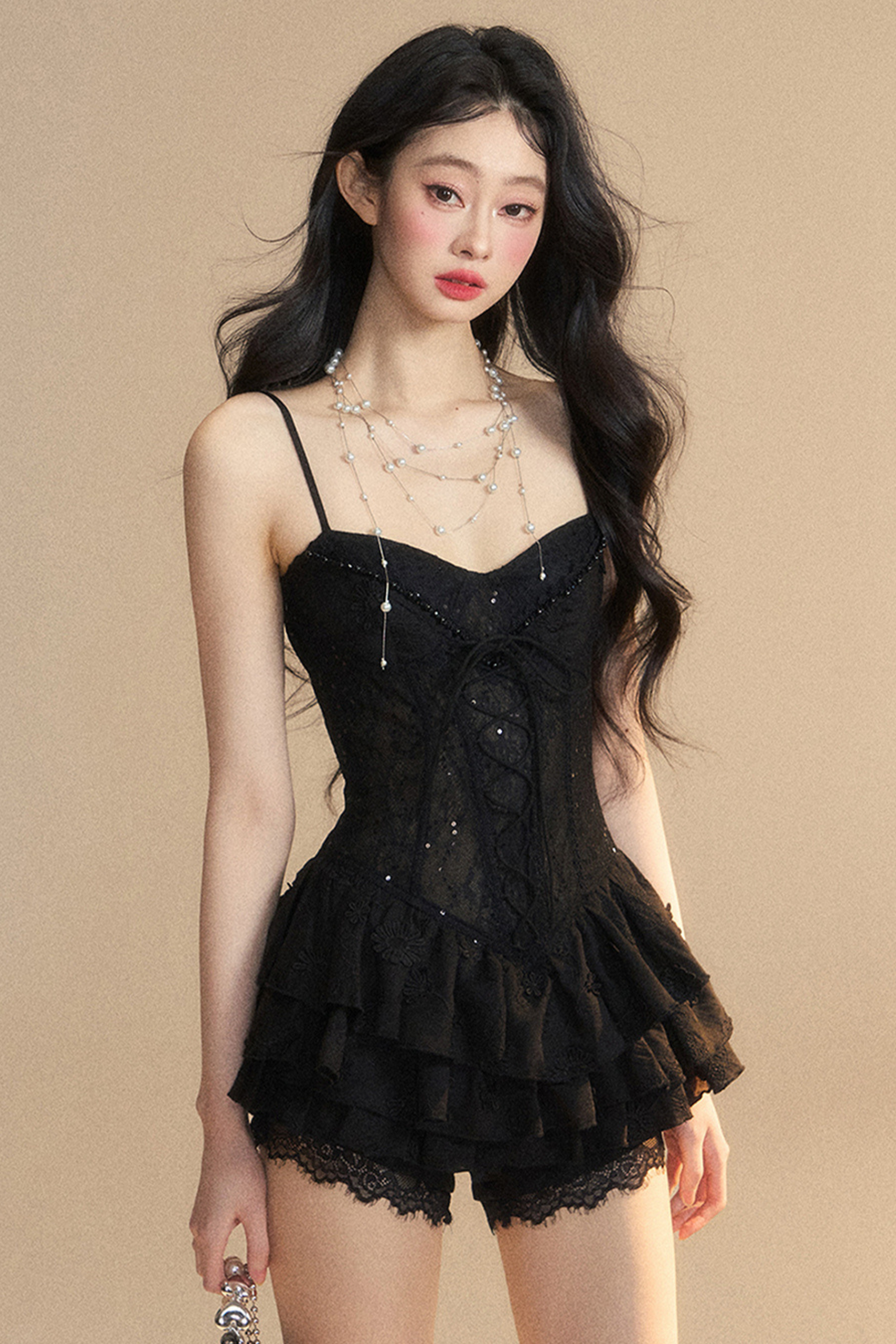 One-Shoulder French Cami Lace Dress Soul