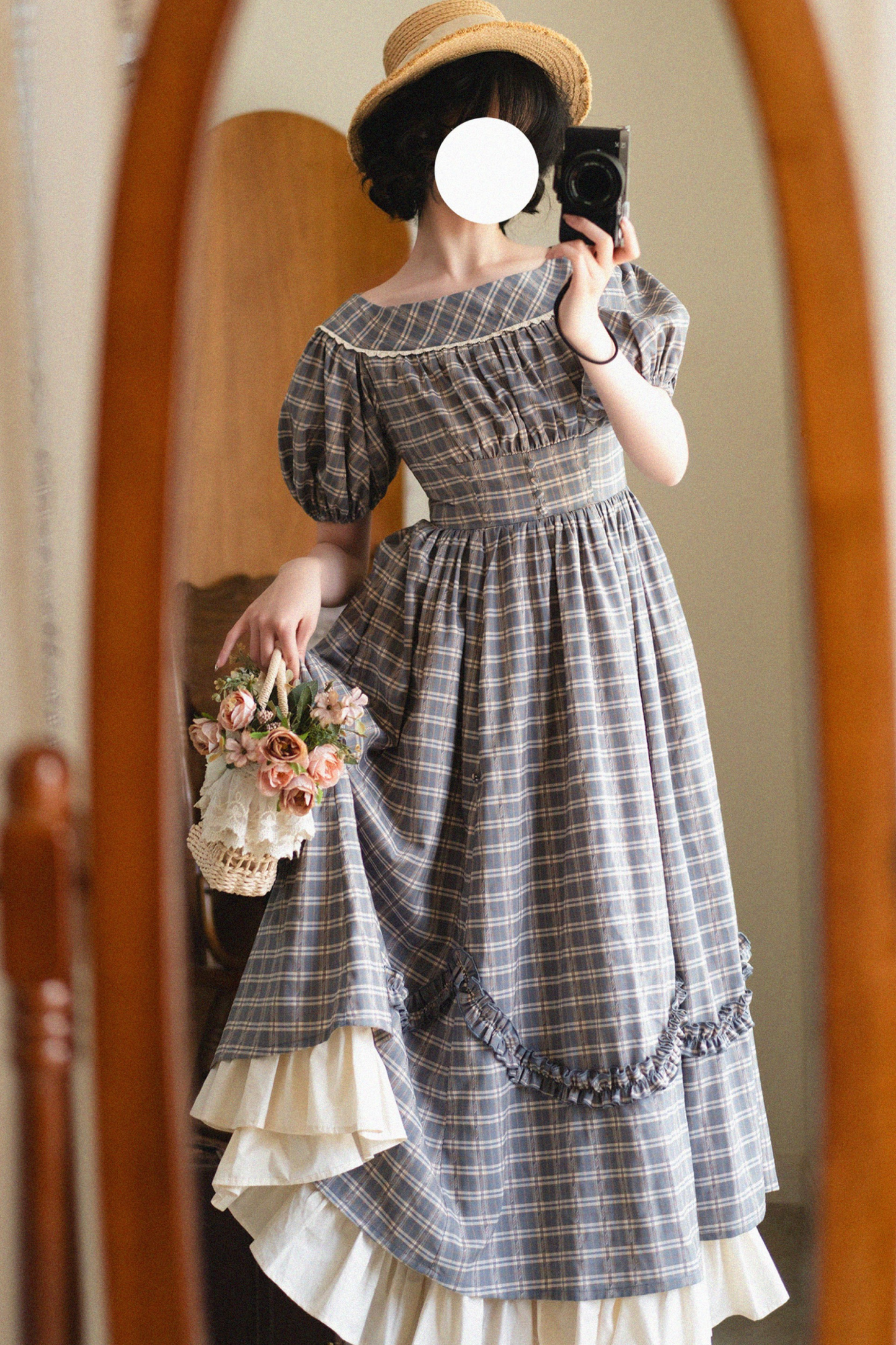 Check Retro Word Lolita Petticoat Dress Forest +