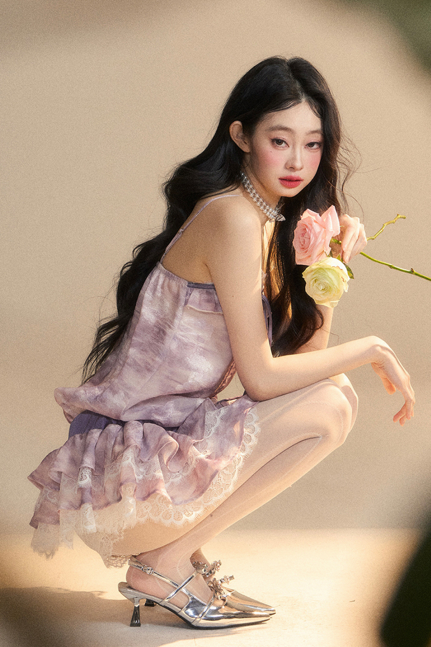 Purple French Breeze Halter Dress