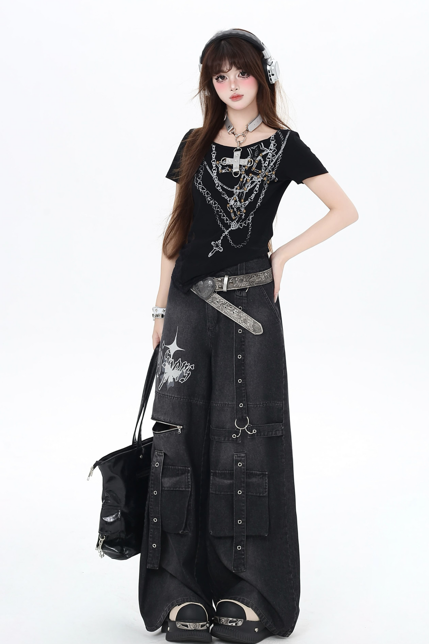 Tops Dark Crop Chic Hollow