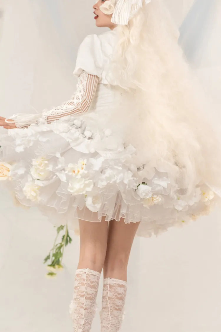 Frühlingsernte Länge Floral 35cm/45cm WeißWeiß- Petticoat