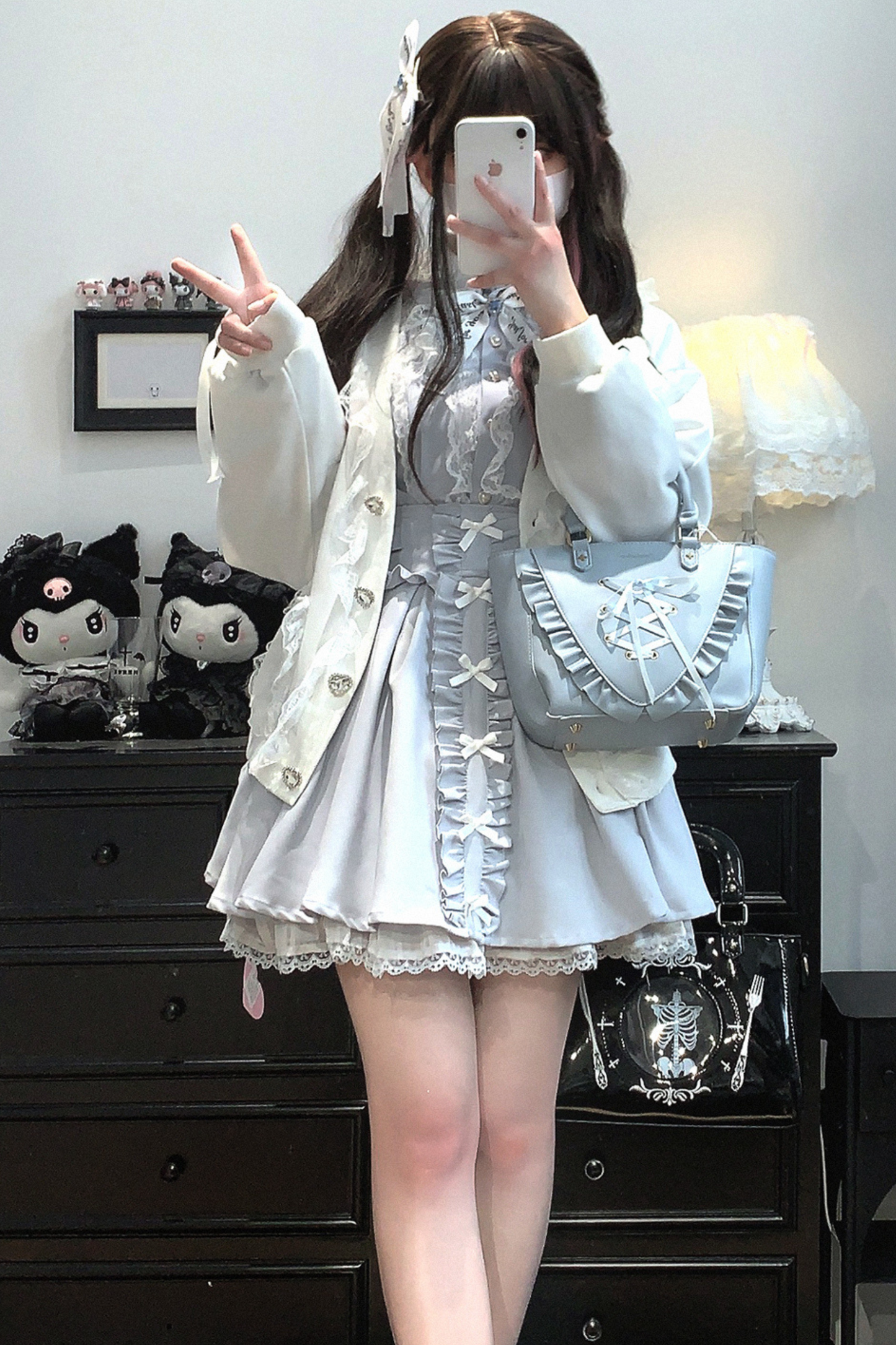 Cardigan Lace Ribbon Bow Loose