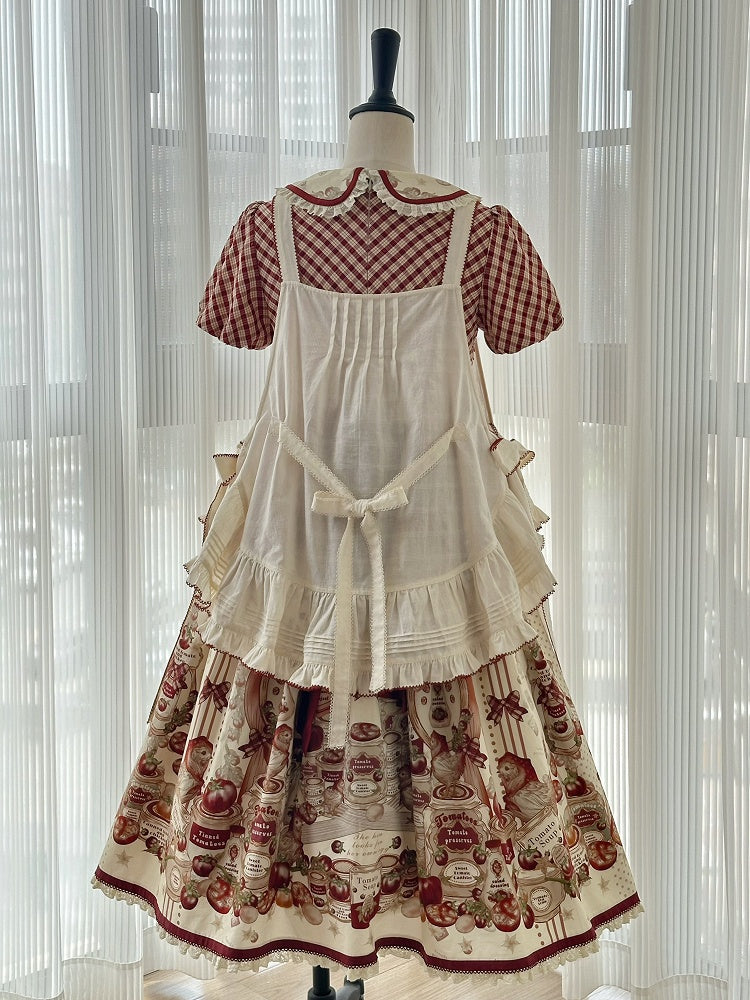 Tomatenschürze Beige Print Lolita Konserviert