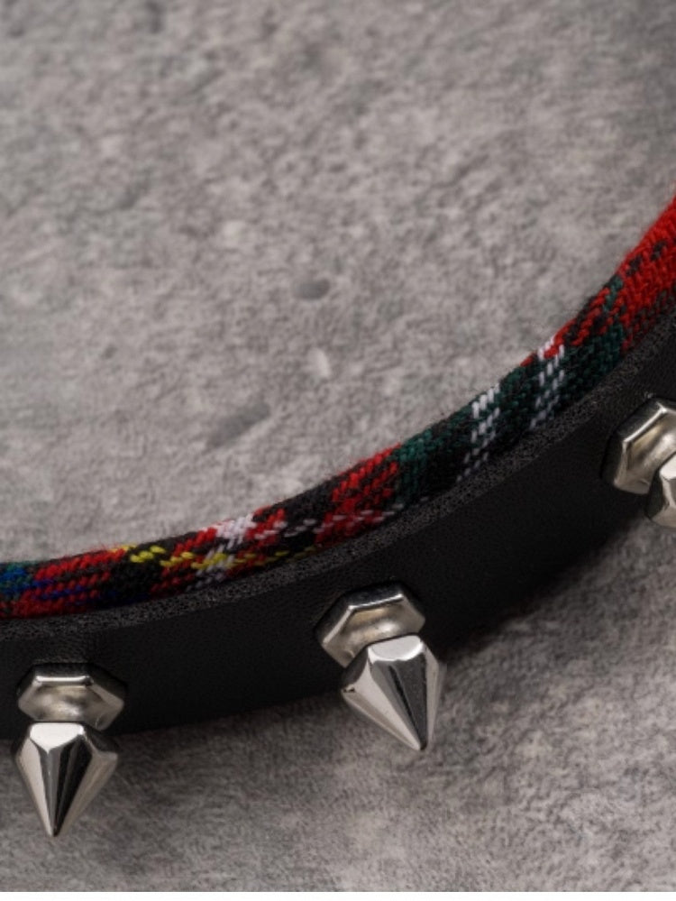 Design Plaid KC Pentagram Black Charm Red Pattern And Studs With