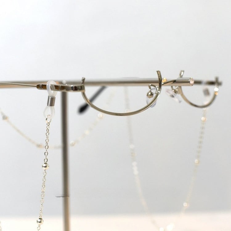 Cyberpunk Frame Eyeglasses Silver/Gold Charm Chain