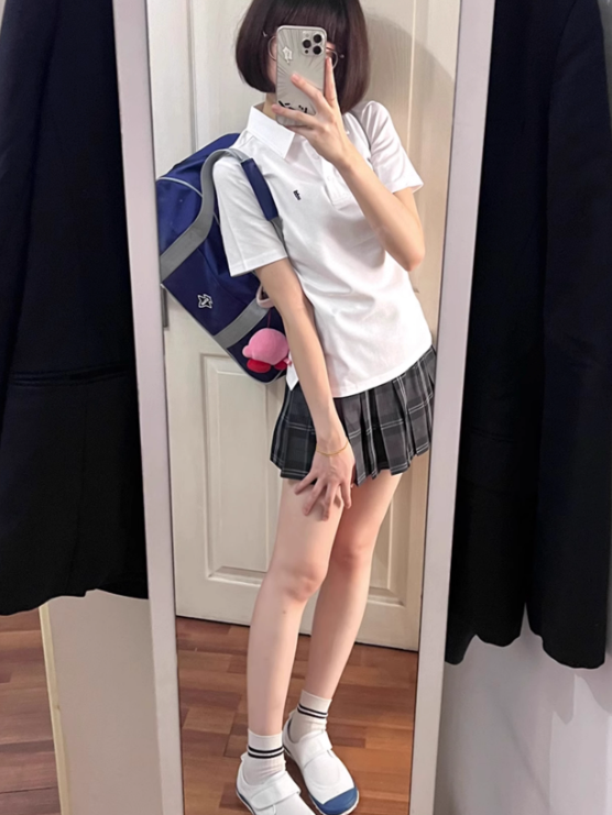 Rock 39CM Muster Plaid Uniform Schwarz JK Plissee
