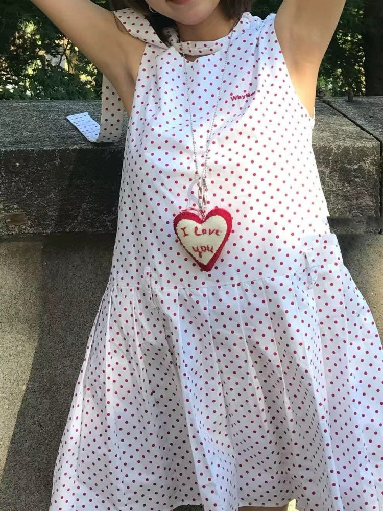 レッドハートペンダントチェーンネックレス