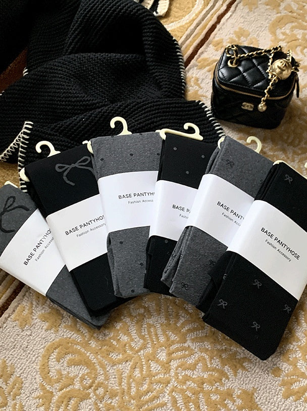Dunkelgraue/schwarze Strumpfhose mit Punktemuster