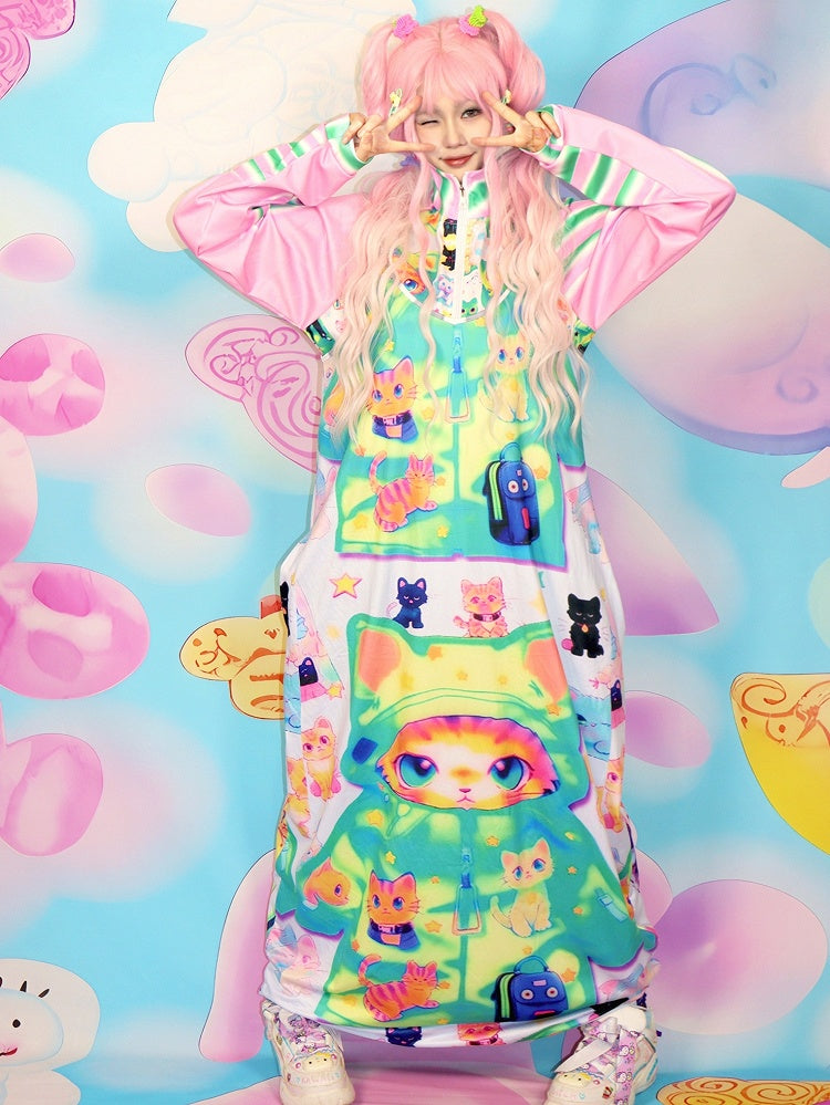Dress Cat Cami Y2K Print Colorful