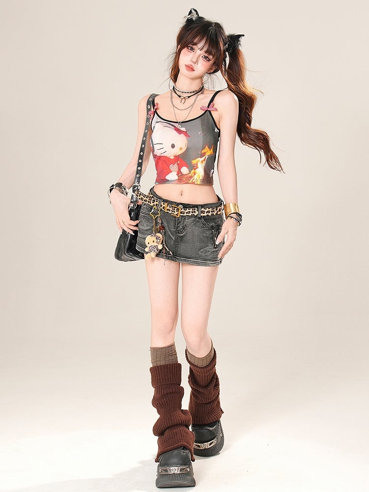 Glamorous Options Color 3 Top Bittersweet Cami Kitty Print