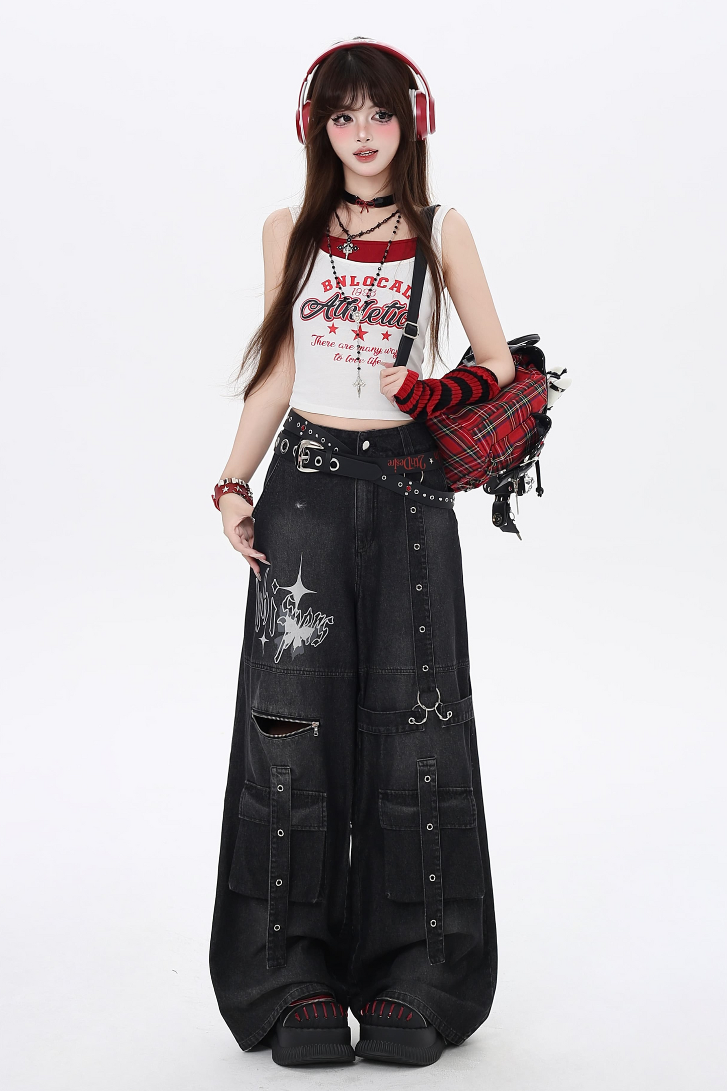 American Two Faux Retro Camisole Hot Letter Girl Print Stück