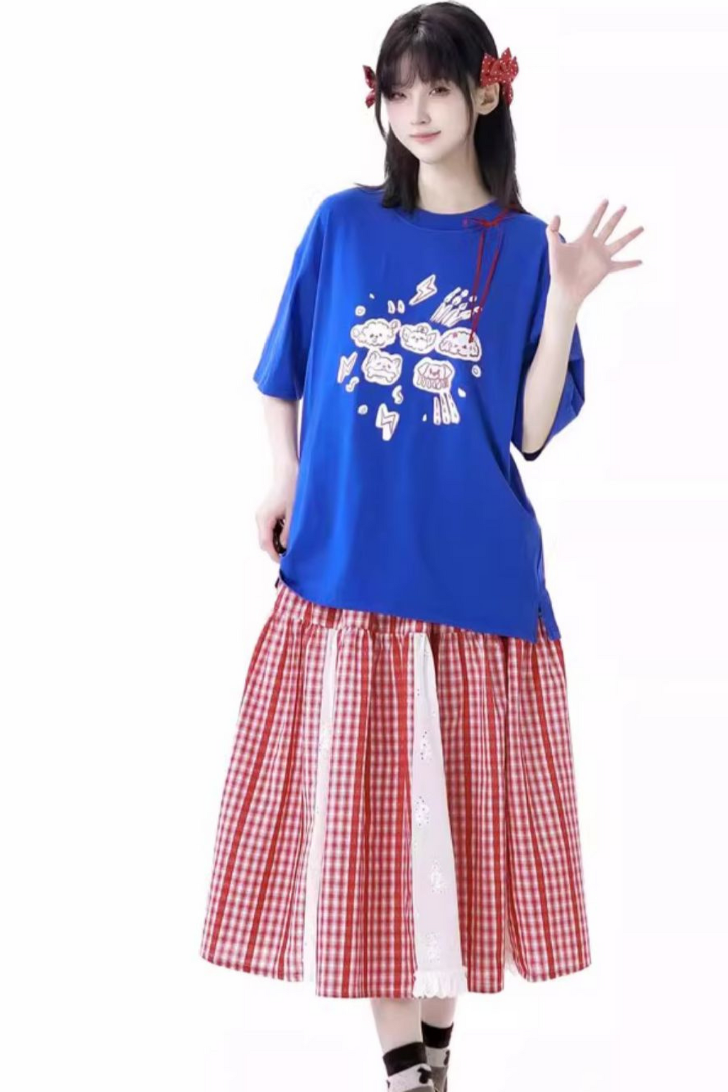 Skirt + Graffiti T-shirt Big Check Swing