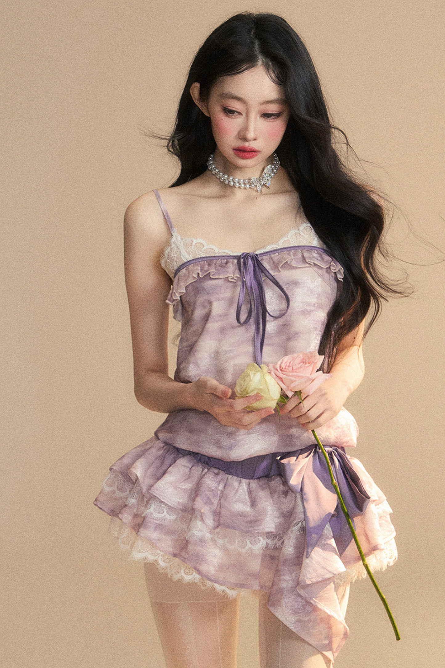 Purple French Breeze Halter Dress