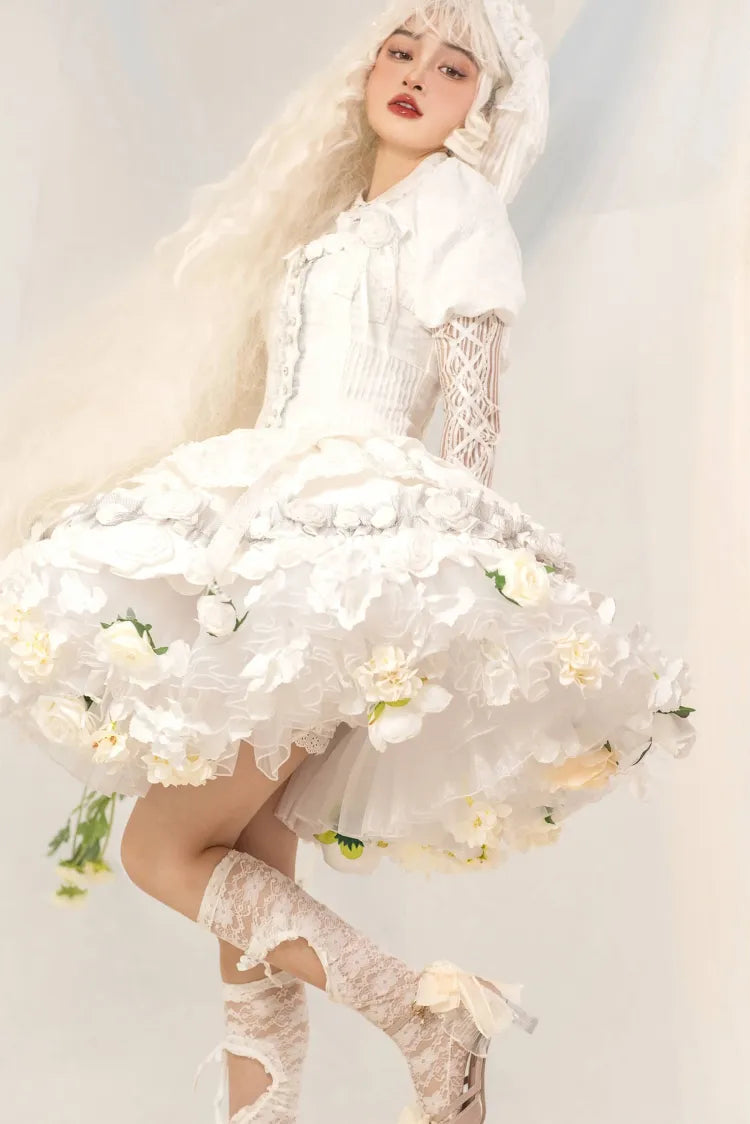 Frühlingsernte Länge Floral 35cm/45cm WeißWeiß- Petticoat
