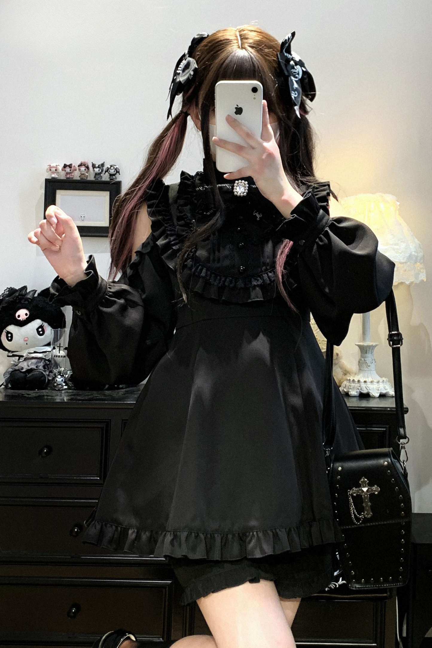 フリル+プリンセスリボントップオフショルダーショーツ