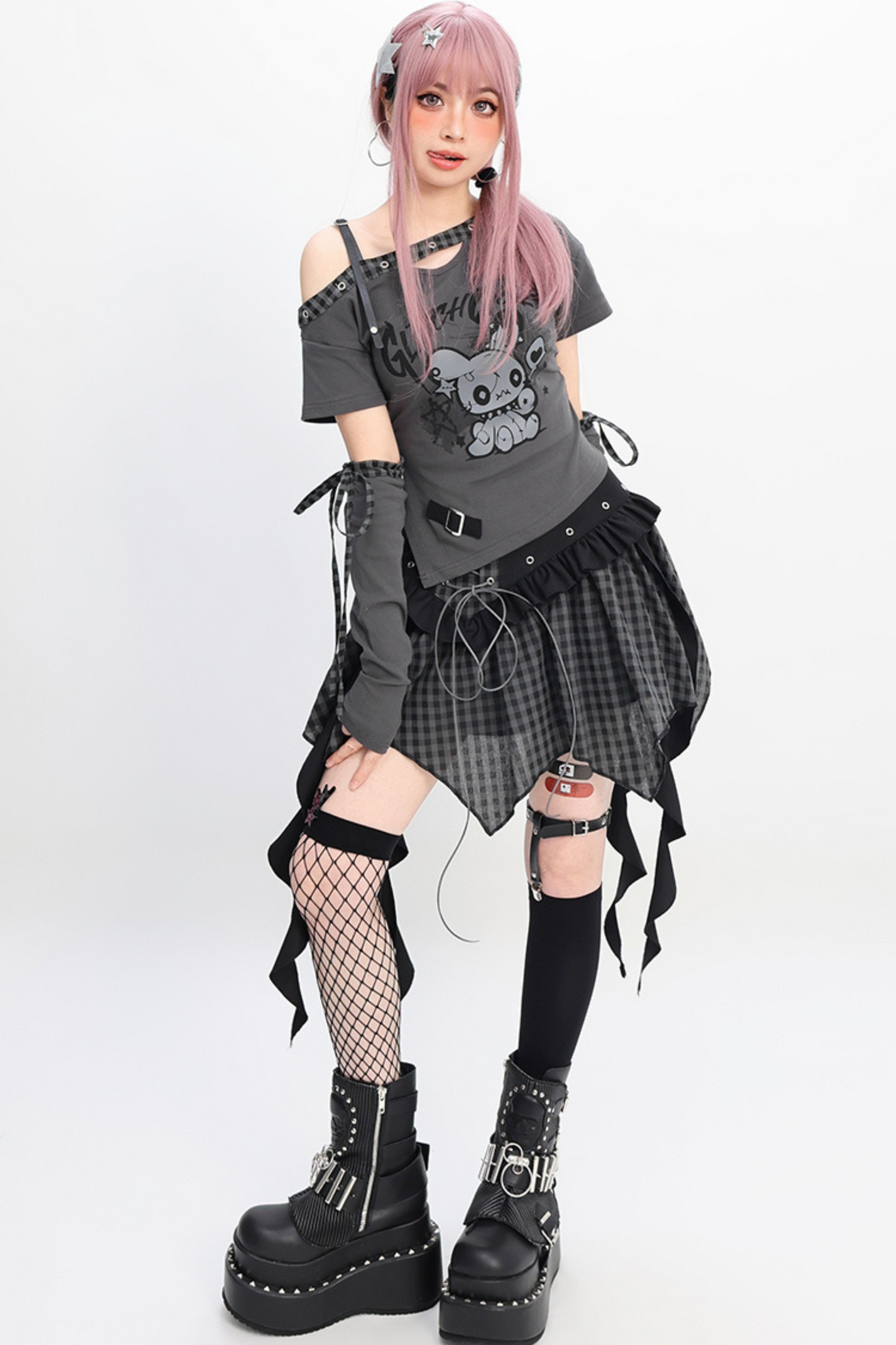 slim-fit T-shirt + skirt Irregular Fortidor