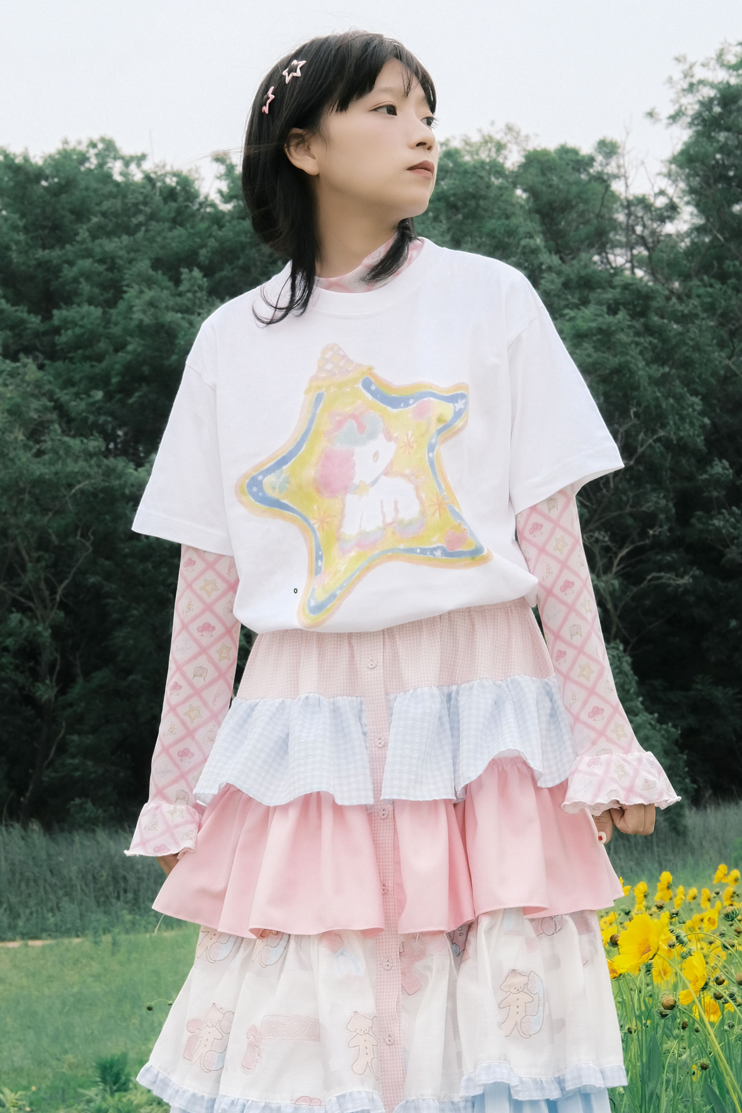 T-Shirt Love mit Sternen-Print