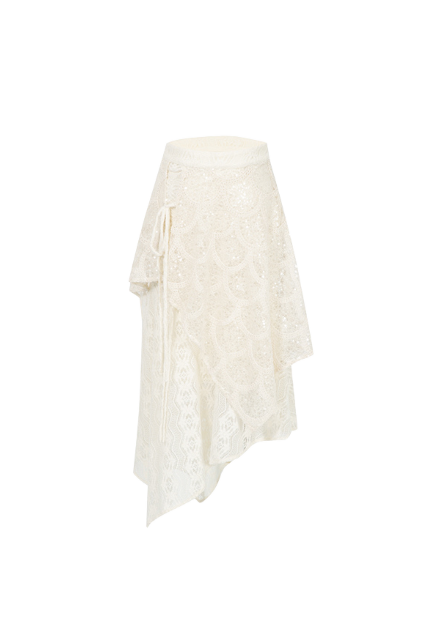 Shiny Top Sheer + French Asymmetrical Skirt Lace