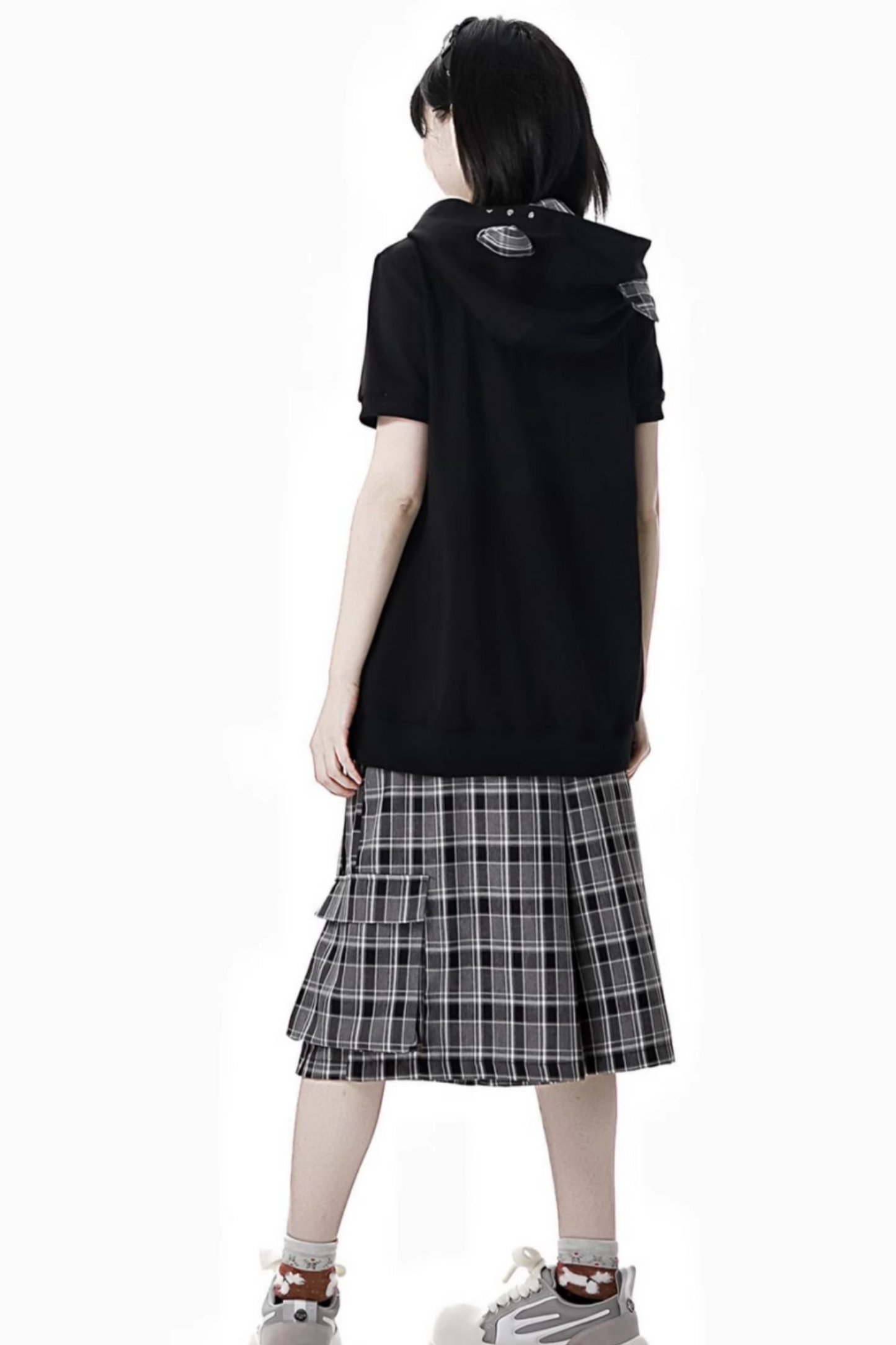 + Half Check Hooded Top Pants Shirt