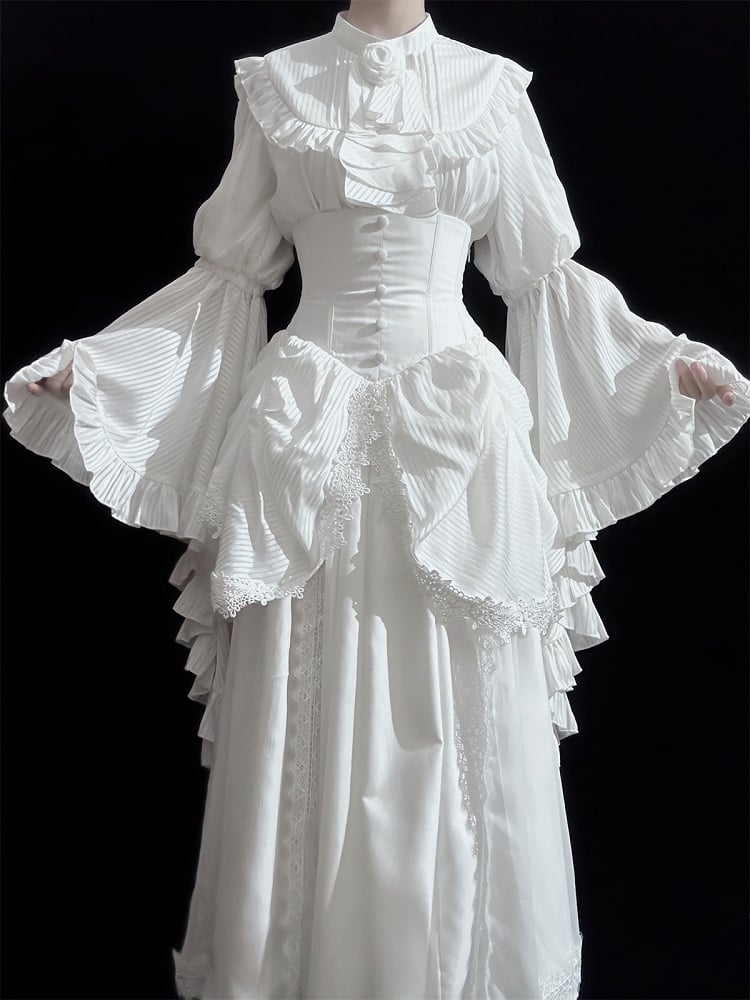 Bust Gothic Waist Under Lolita White Skirt Boned High Aristocrat Corset