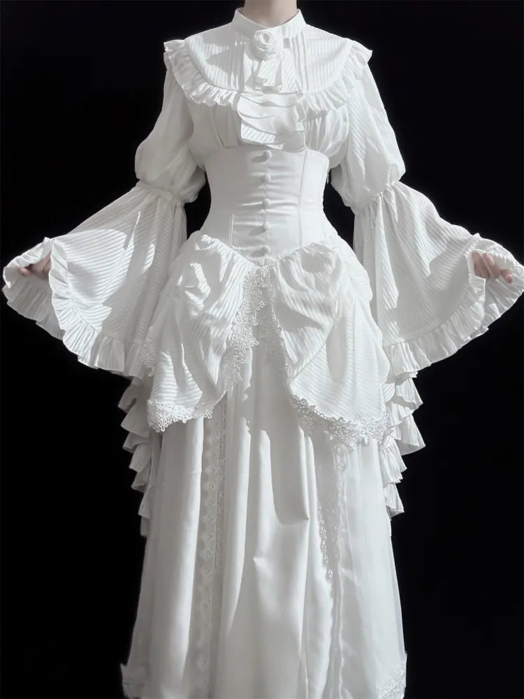 Gothic Skirt White Aristocrat Bust Lolita Boned Waist Under Corset High