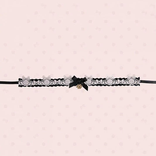 Lace Pink Bunny and White/Black Choker