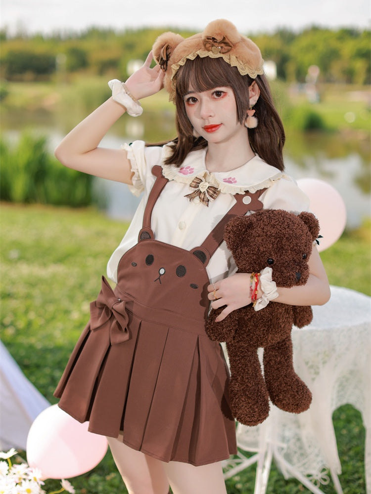 Shorts Bunny/Brown Bear Overalls Bubble Pink