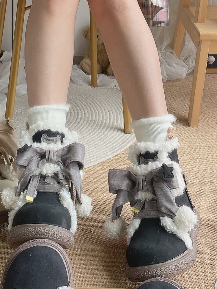 Sole for Accents Black Ankle Lolita Boots Bow 3cm Gray with