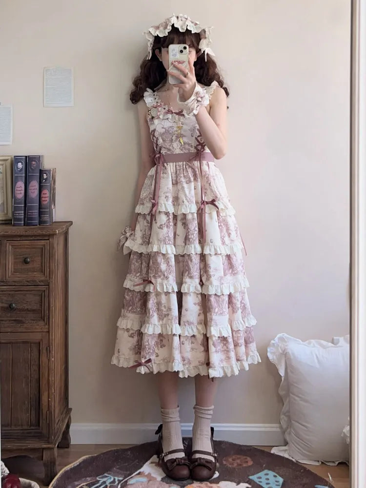 Print Changeable Detachable Lolita Dress Length Dusty Purple Grapes Hem