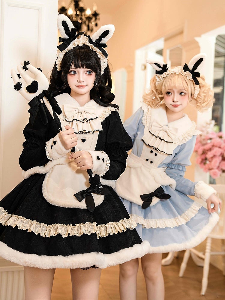 Creamy Removable Plush Bunny Ears Maid Lolita KC