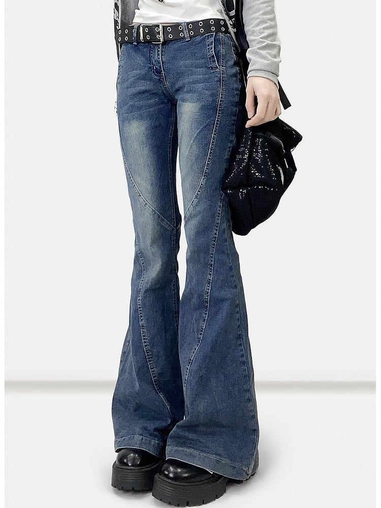 Jeans Taille Silhouette Flare Low Blau