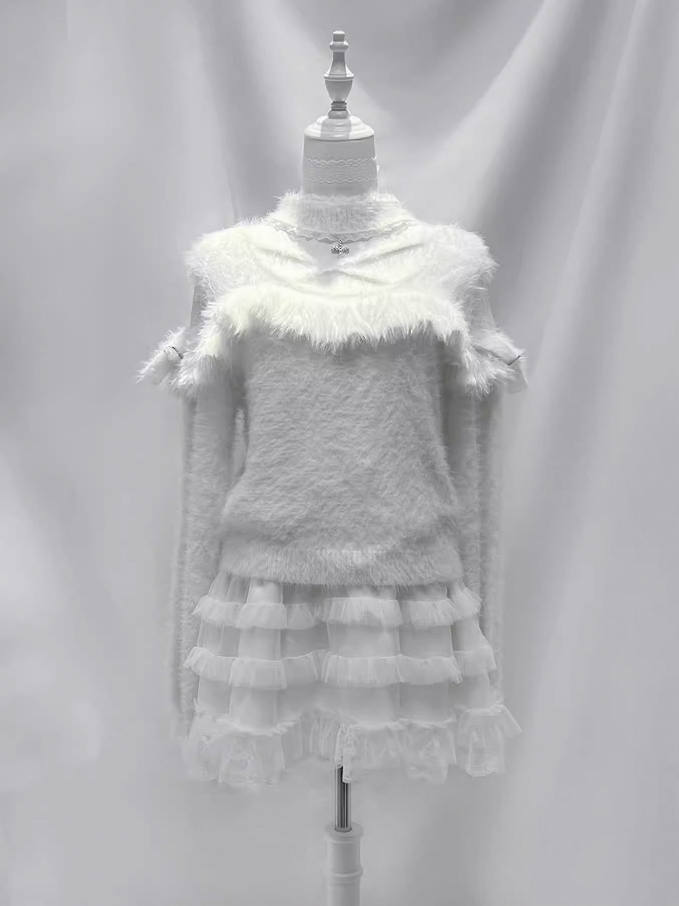 White Criss-cross with Sweater Neckline